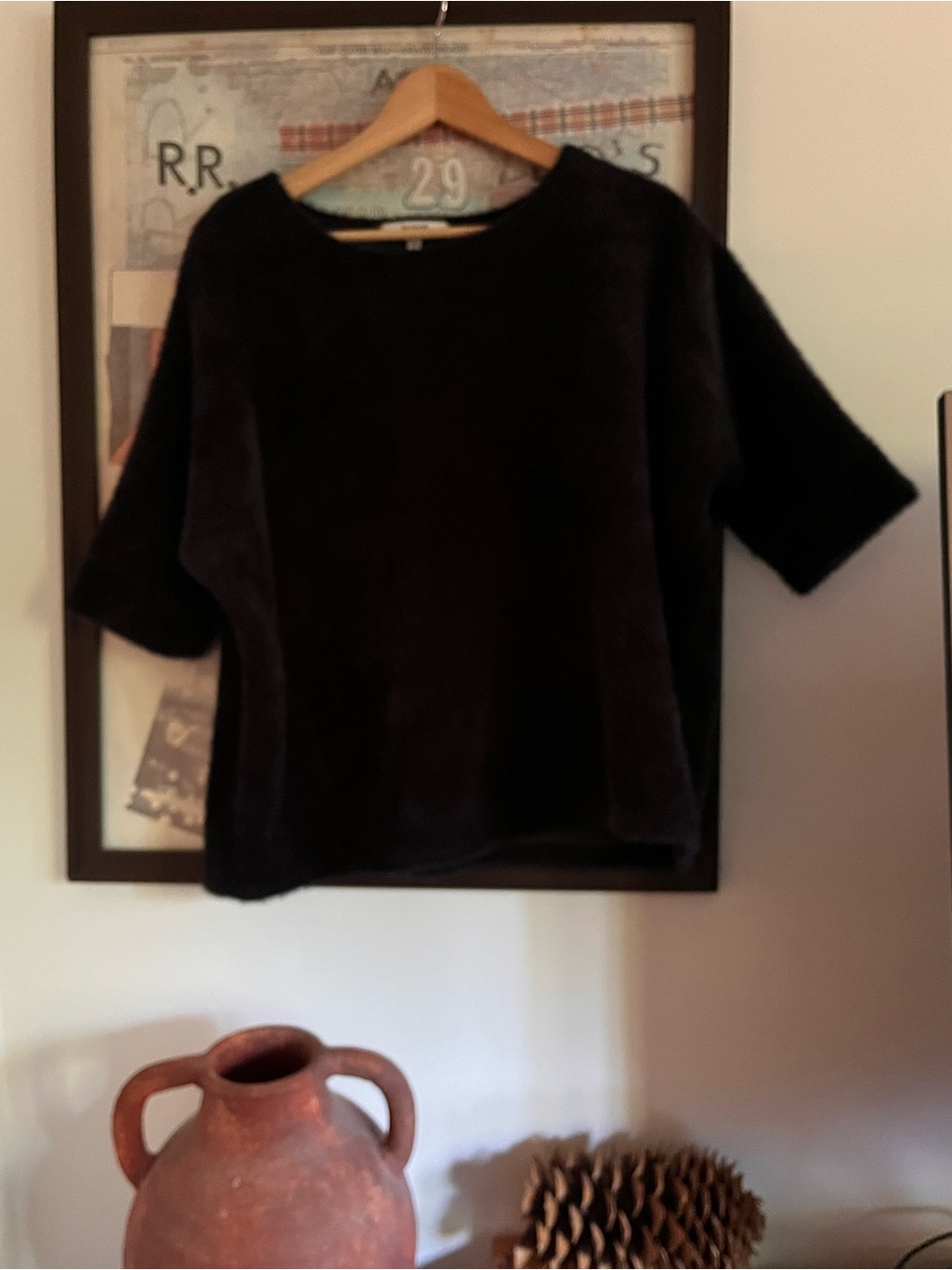 NWOT Symplii Fuzzy Inky Navy Blue  Boxy Oversized Top S - Picture 2 of 7